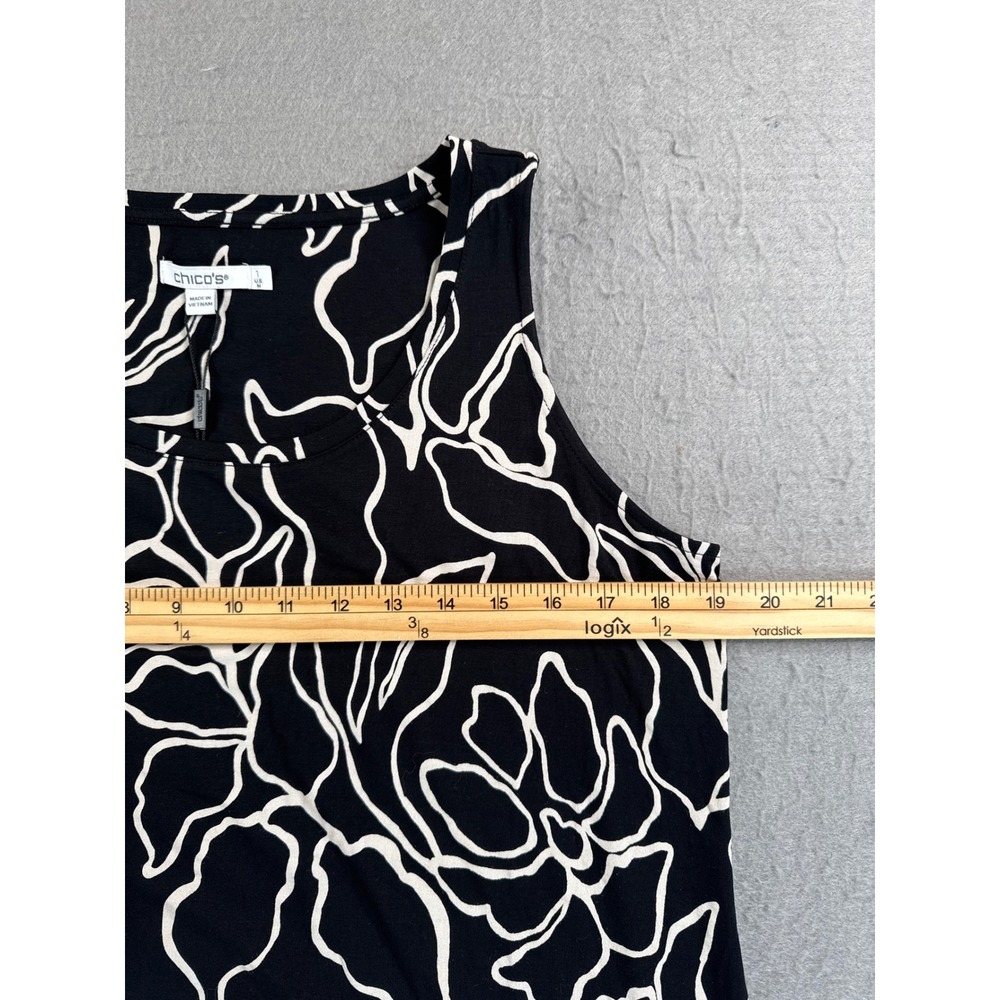 NWT Chicos Modern Flora Polished Tank Black White Floral Top Size 1 M - Picture 5 of 8